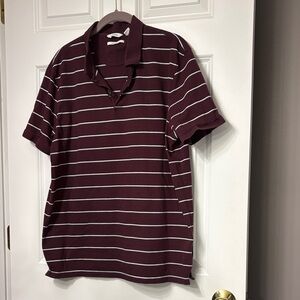 Calvin Klein Burgundy Striped Polo Shirt